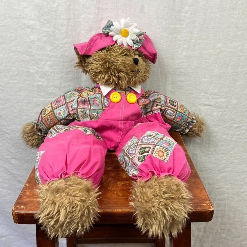 '97 Joelson Floppy Teddy Bear 22"‎ Cottage Patchwork Country Kawaii Y2K 90s 00s